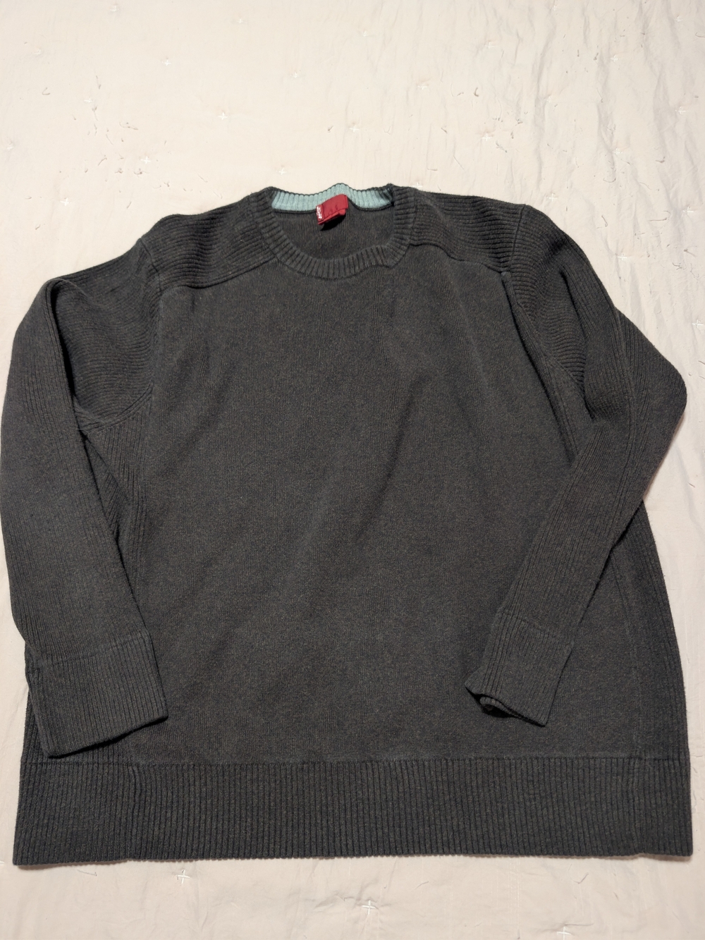 Vintage Levi's Ribbed Crewneck Knit Sweater Gray 100% Cotton Mens L Heavyweight